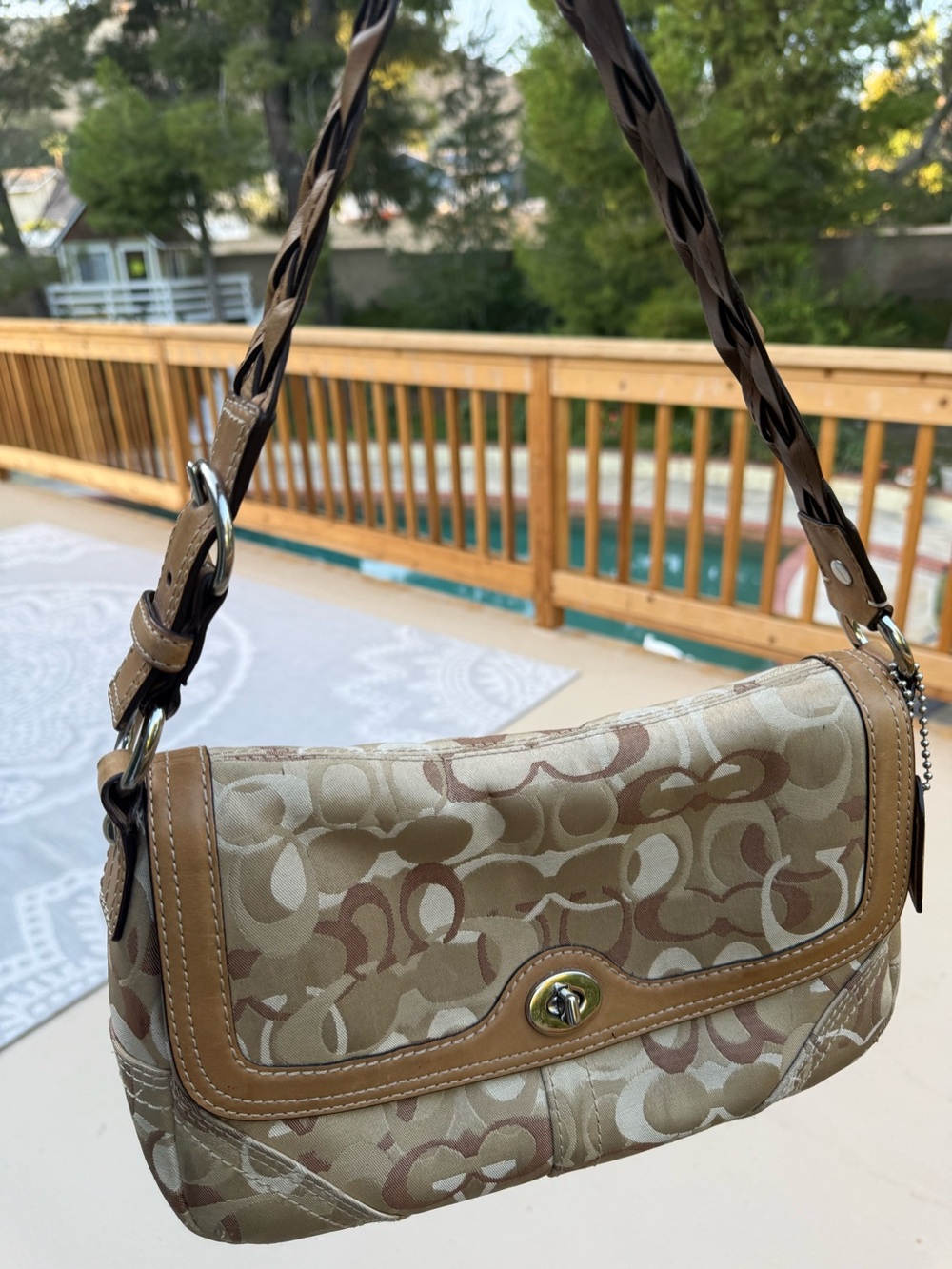 Vintage Y2K Coach Chelsea Optic Signature Hobo #10993 | Braided Strap
